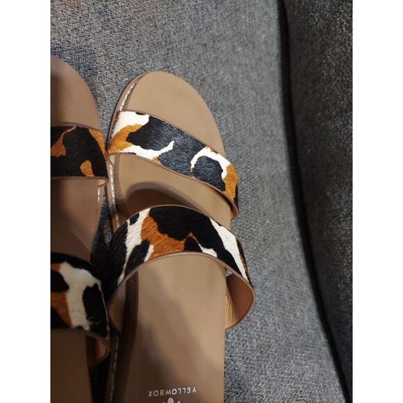 Yellow Box Slides Keily Sz 8.5 Real Fur Dyed And Treated Cow Hair Summer Flips - Picture 4 of 7